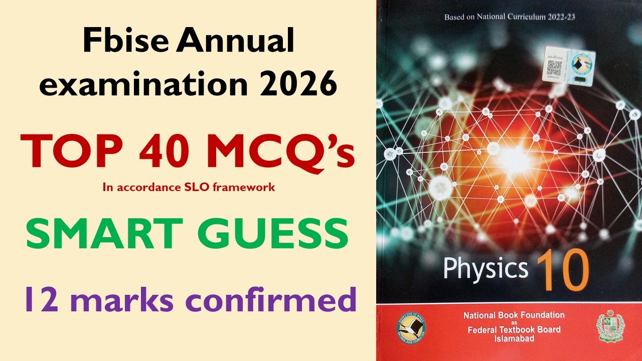 FBISE Physics Class 10 2026 | Top 40 Most Important MCQs | Solved