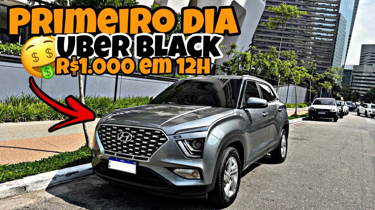 PRIMEIRO DIA no UBER BLACK com HYUNDAI CRETA✅ Fiz R$1.000 em 12 HORAS😱