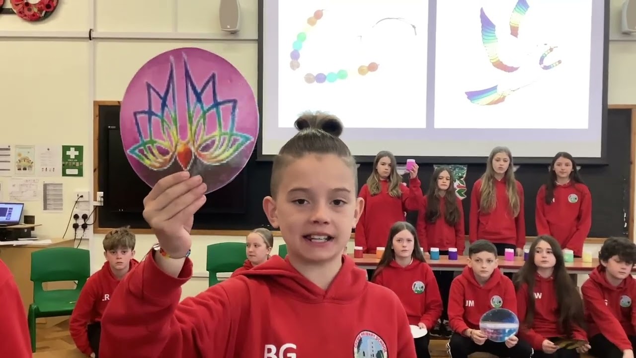 Message Of The Peace Mala Bracelet- presented by the pupils of Catwg Primary School, South Wales U.K