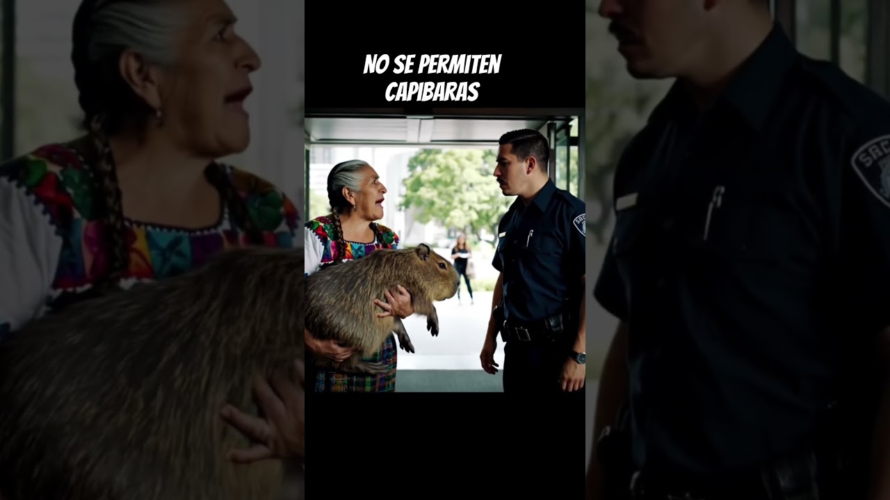 No la dejan entrar con su mascota. #capibara #humor #fyp