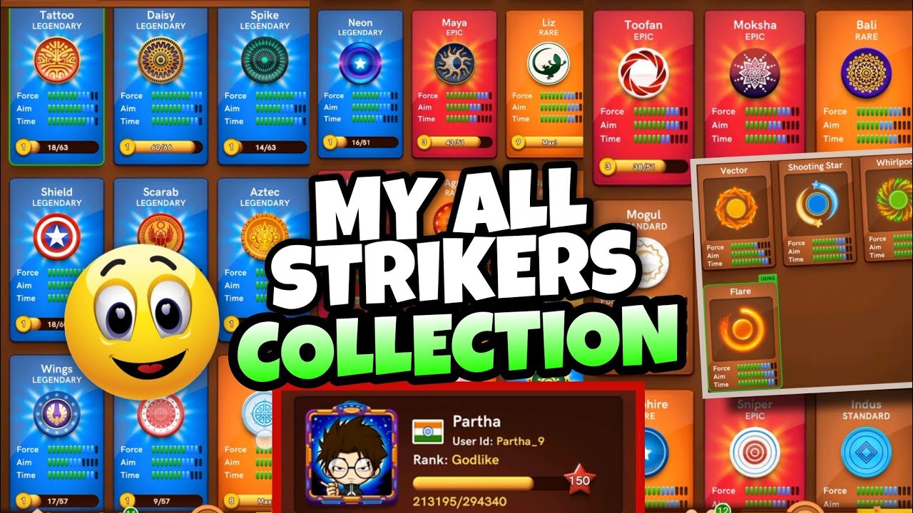 🤩My All Strikers collection 😍 | ID showcase | Carrom Pool | Gaming Partha