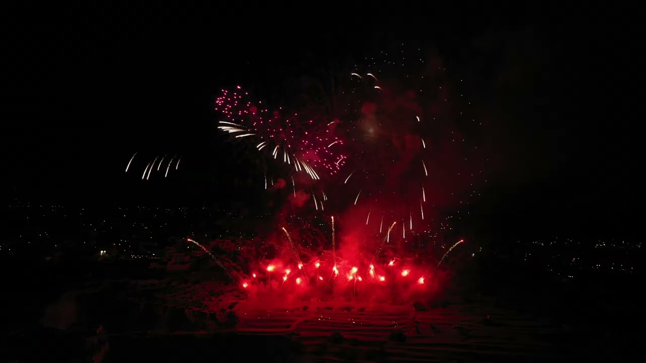 Nisga ta' Lwien Pyro Musical Show - Festa Madonna Ta' Lourdes San Ġwann 2025 (drone with ground cam)