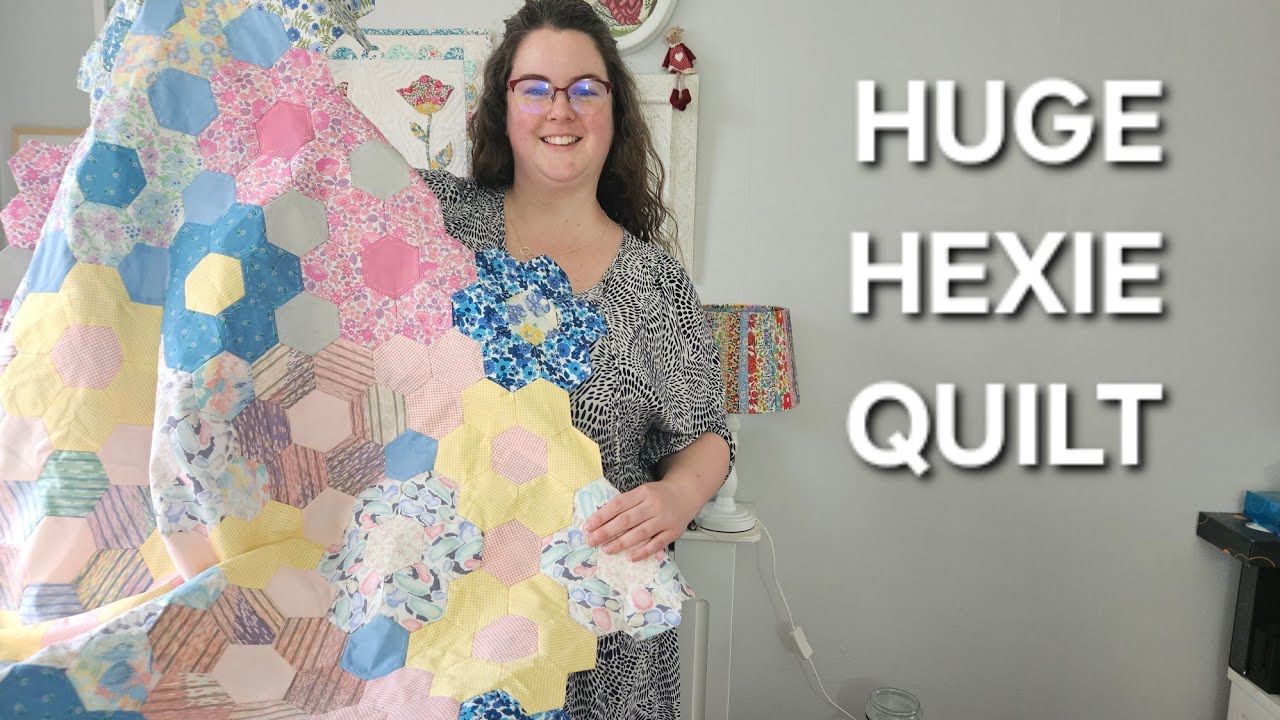 Vintage EPP Hexagon Quilt, English Paper Piecing