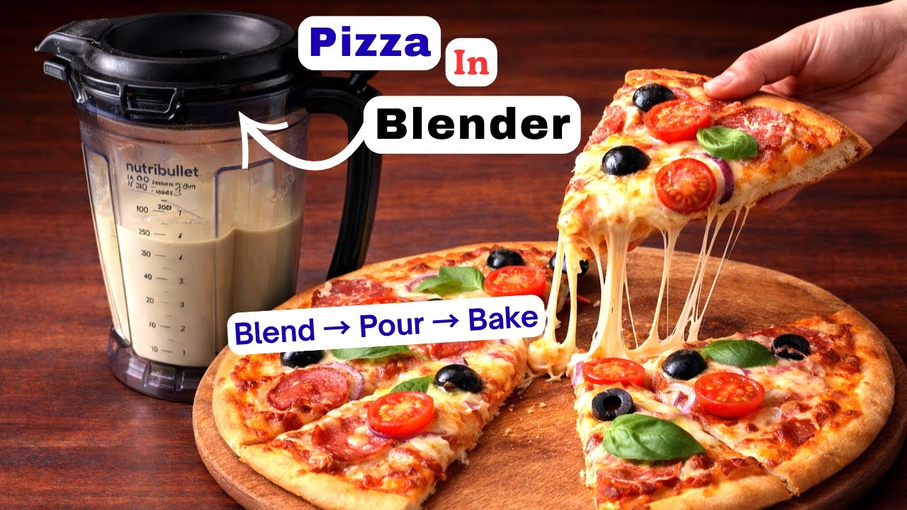 Blender Pizza!  Liquid Dough Ready in 1 Minute →You Just Blend, Pour & Bake.