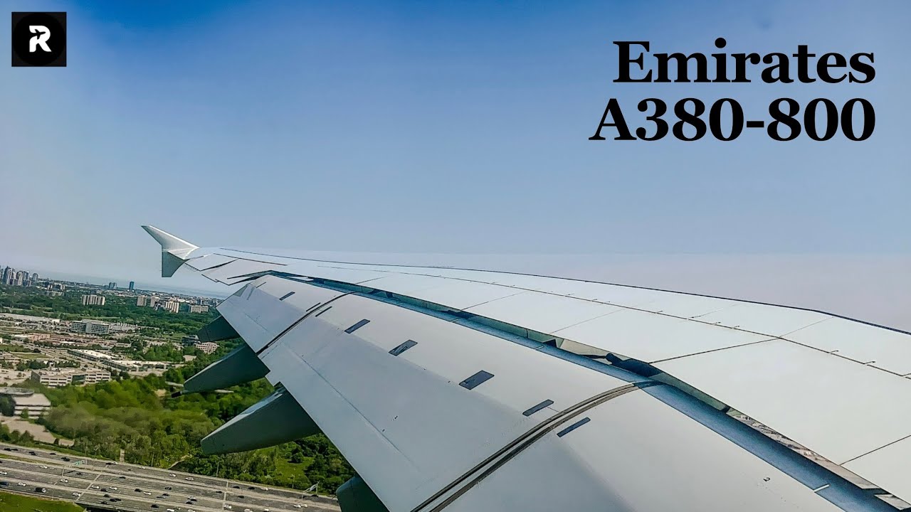 EMIRATES AIRBUS A380-800 WING VIEW Takeoff at Toronto Pearson, Canada! (4K) (RevealedAirfield)
