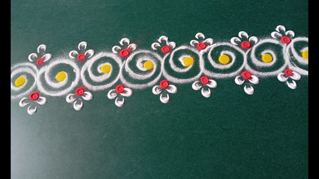 Easy and Simple border rangoli | new beautiful border rangoli | Flower border rangoli design |