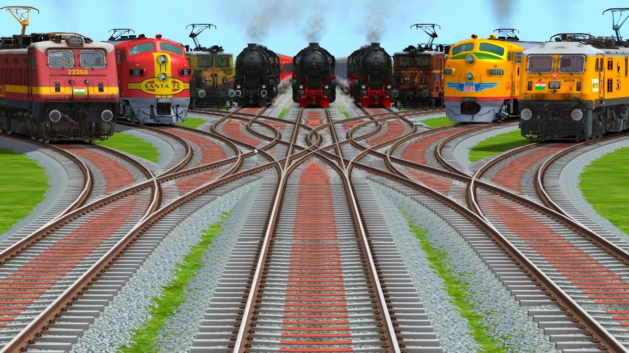 All Realistic Trains Run At Diesel Bumpy Curves Railroad Tracks | diesel engine vs electric engine