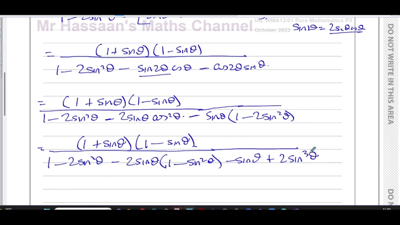 WMA13/01, IAL, (Edexcel), P3, October 2022, Q9, Trig Identities, Proof, Equations