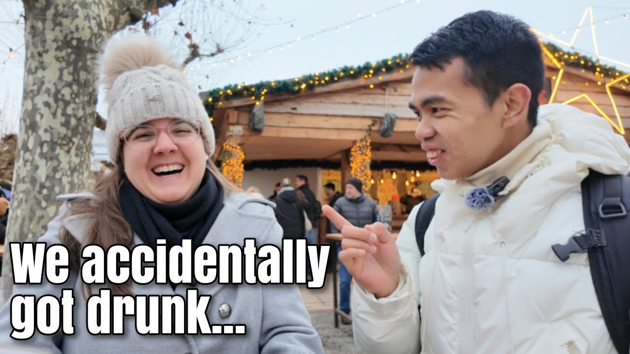 We accidentally got drunk 😅😂 AMWF couple visits Christmas market in Germany