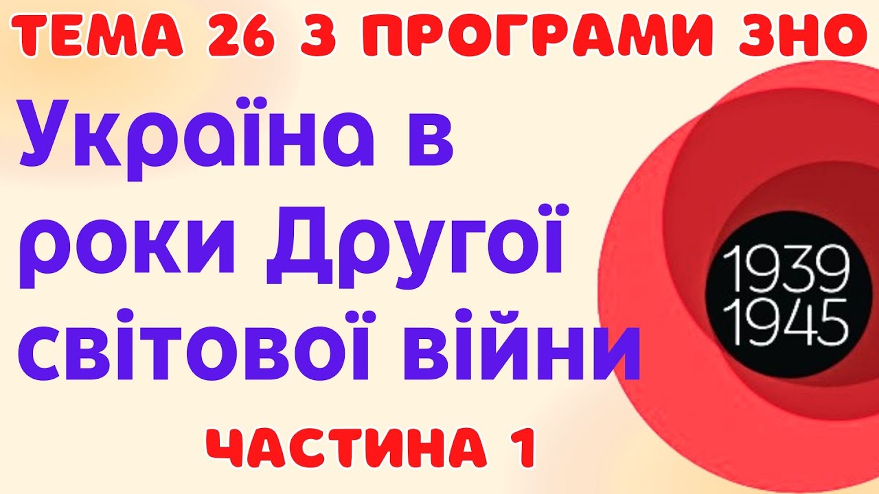 Україна в роки Другої світової війни. НМТ з історії. ЗНО 2026