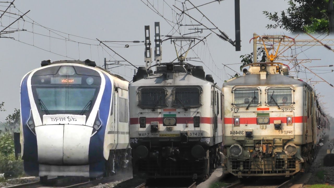 Dangerous Crossing at 130kmph by Vande bharat+Sanghamitra+Shramjeevi+South Bihar - Indian Railways