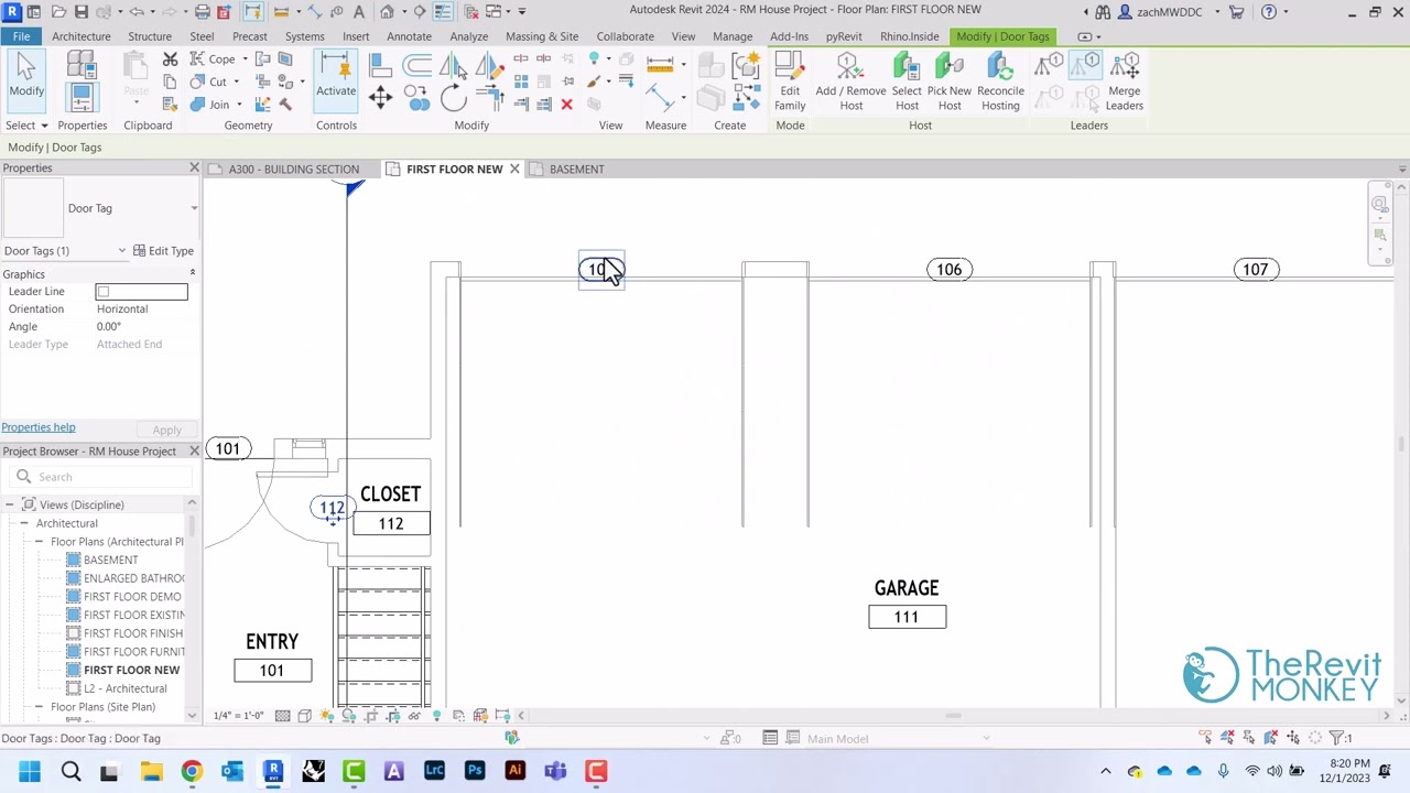 Adding Door and Window Tags in Revit