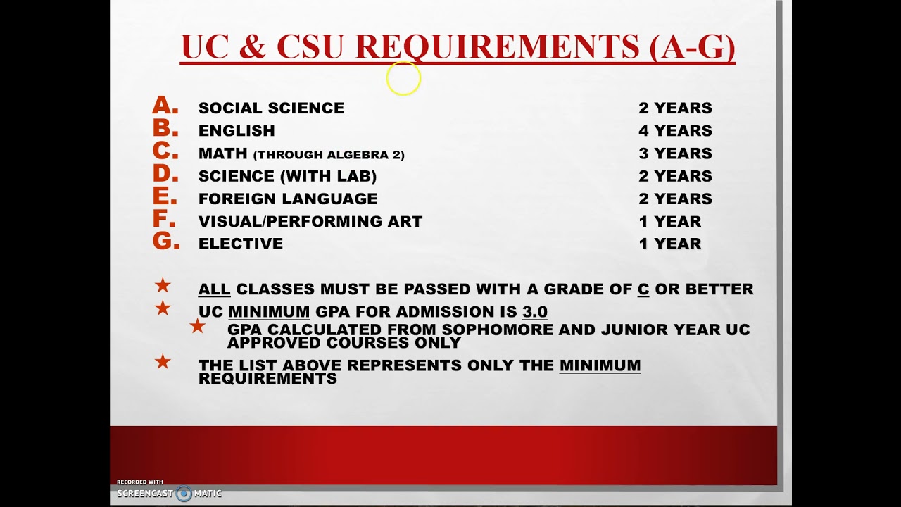What are A-G requirements?