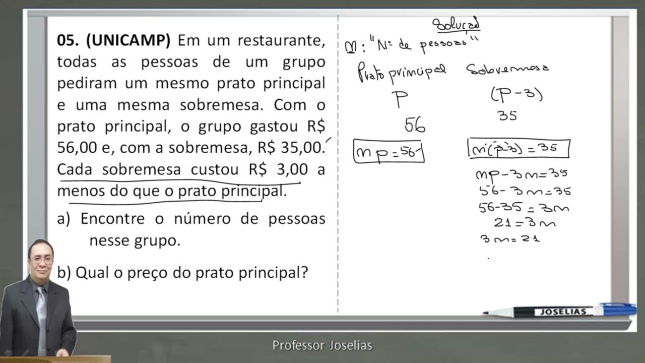 Questão de sistemas de equações Matemática Dúvida respondida