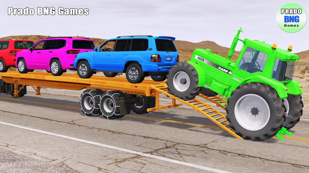 Toyota Cars vs Train | Truck Man Flatbed vs Train Beamng.drive 187