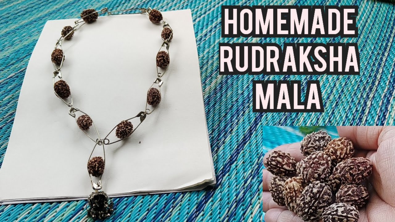 Homemade rudraksha mala/without hole rudraksha mala/safety pins necklace/rudraksha mala