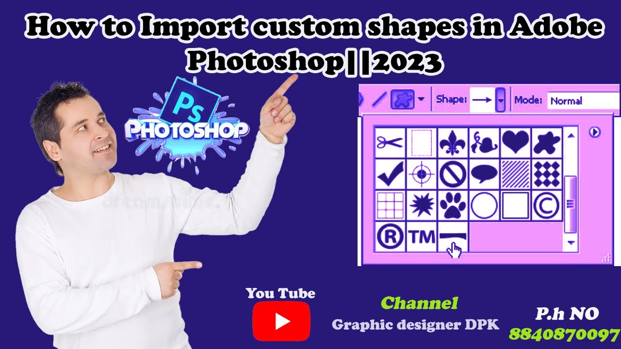 How to Import custom shapes in Adobe photoshop|| 2023||