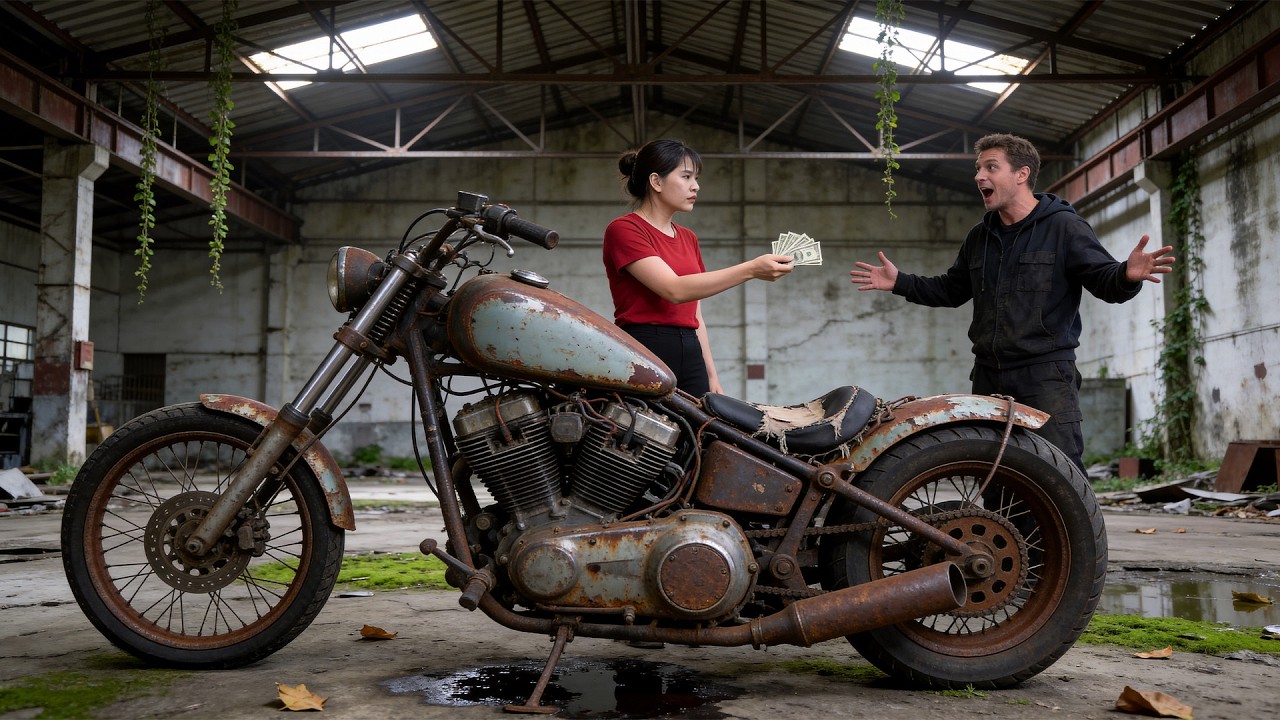 Girl Restores 1975 Harley-Davidson Chopper Abandoned 30 Years | Beast Reborn