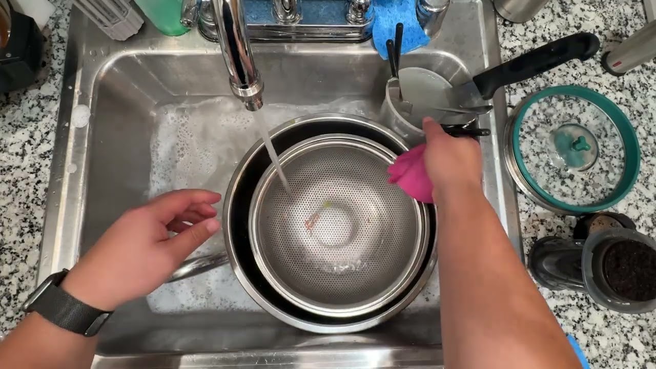 Doing the dishes (taking extra time with curry stained items)