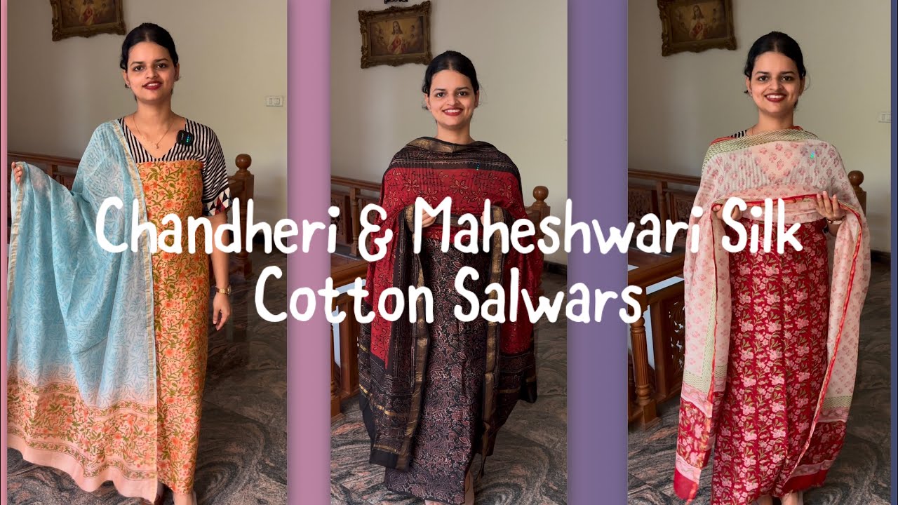 EPI 358|CHANDHERI & MAHESHWARI SILK COTTON SUITS|HANDBLOCKS 