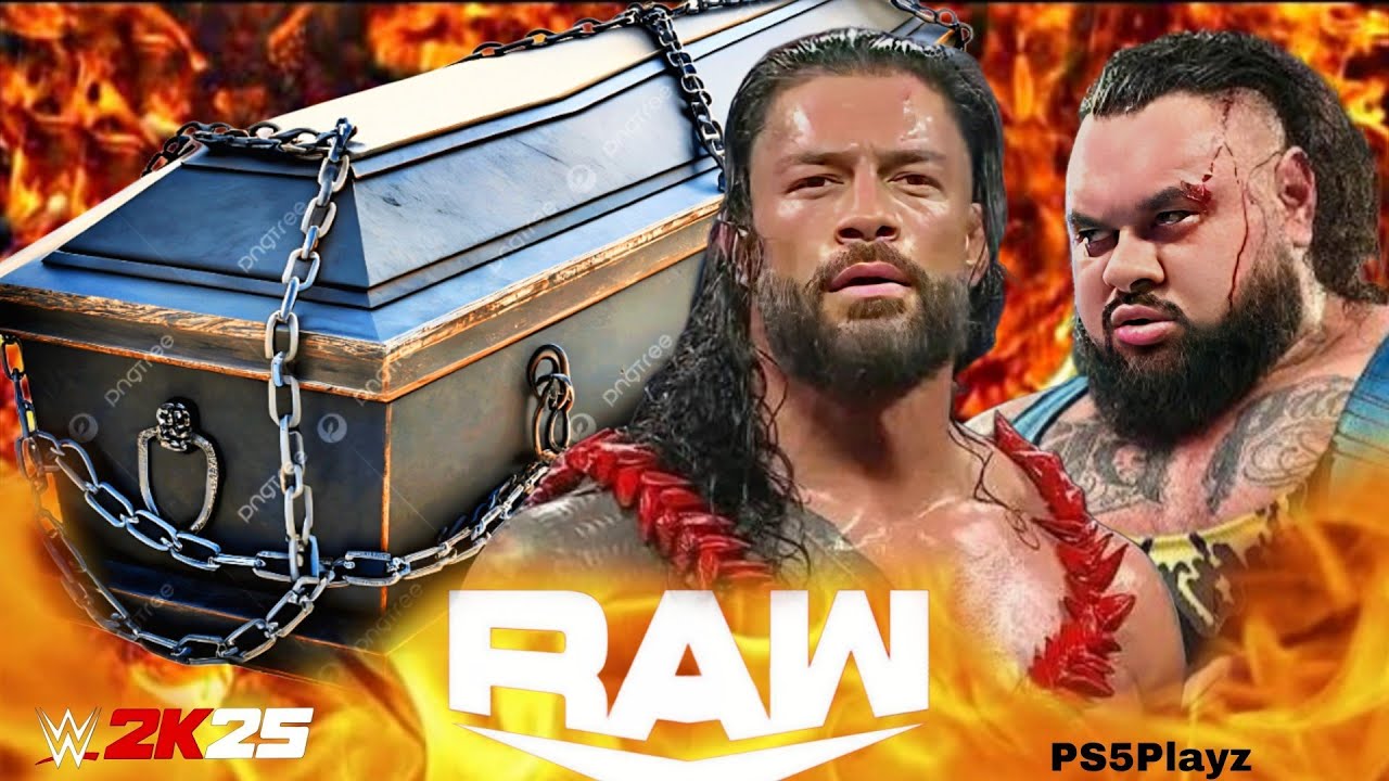 Roman Reigns vs Bronson Reed Wwe Raw 13 Jan 2026 Casket WWE2k25 - PS5 4K Game Play