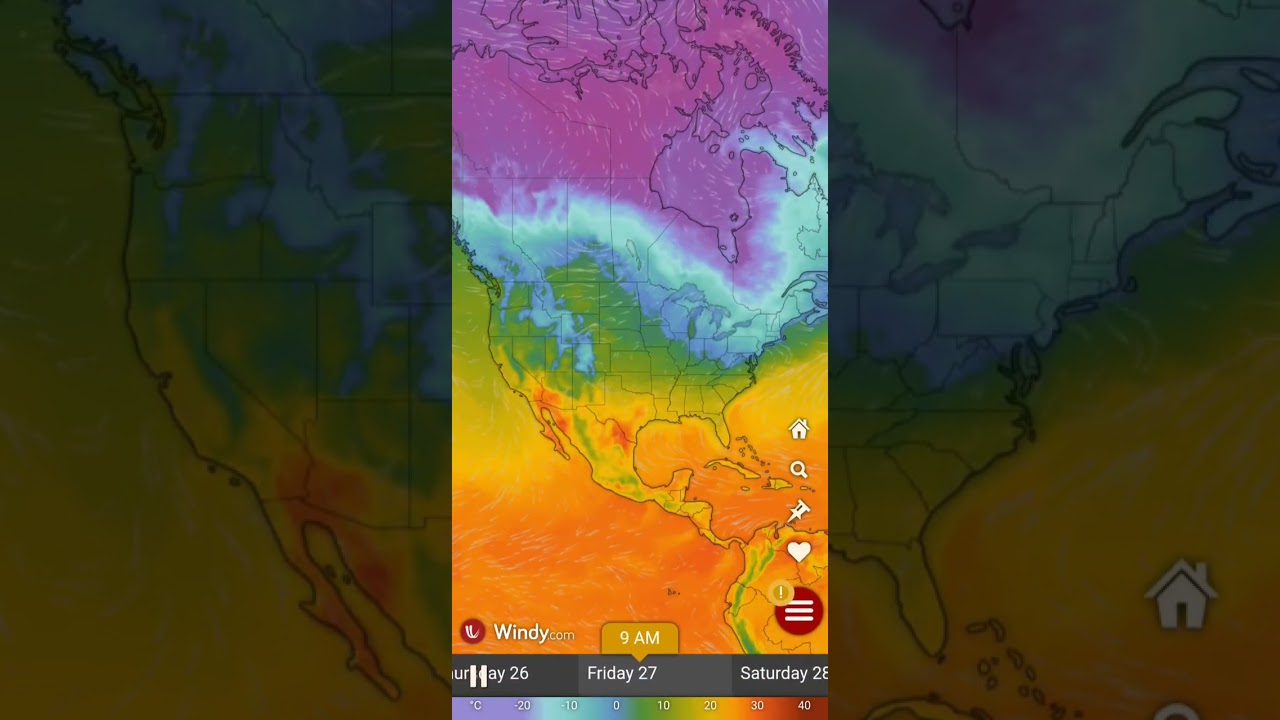Temp. Forecast of North & Central America for the next 4 days from 25th Feb @4.30am GMT - Windy.com
