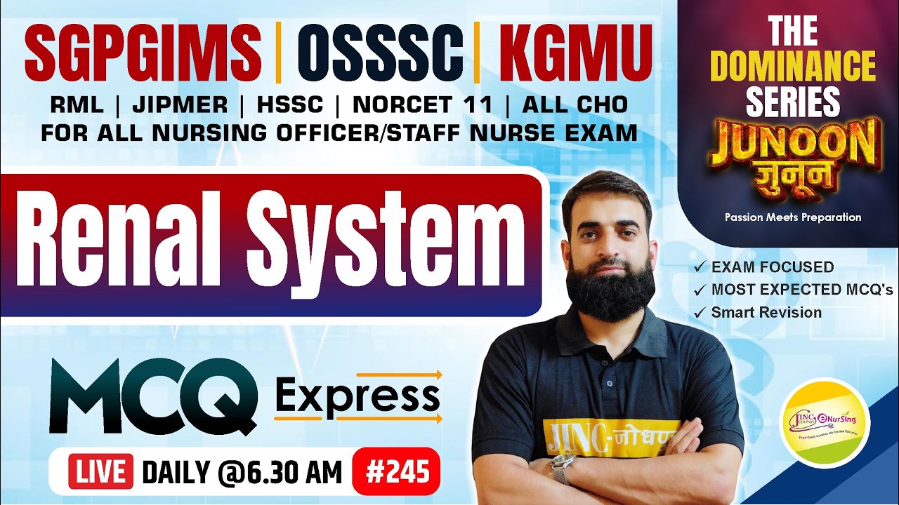 Renal System  | OSSSC | SGPGIMS |  RML | KGMU  | NORCET 11 | RRB | MCQs Express #244 - Miftahi