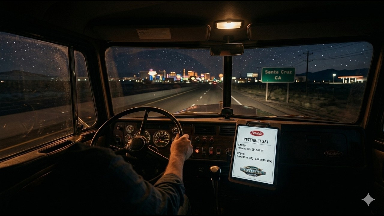 PETERBILT 351 Frozen Fruits 34,501 lb Santa Cruz CA Las Vegas NV American Truck Simulator