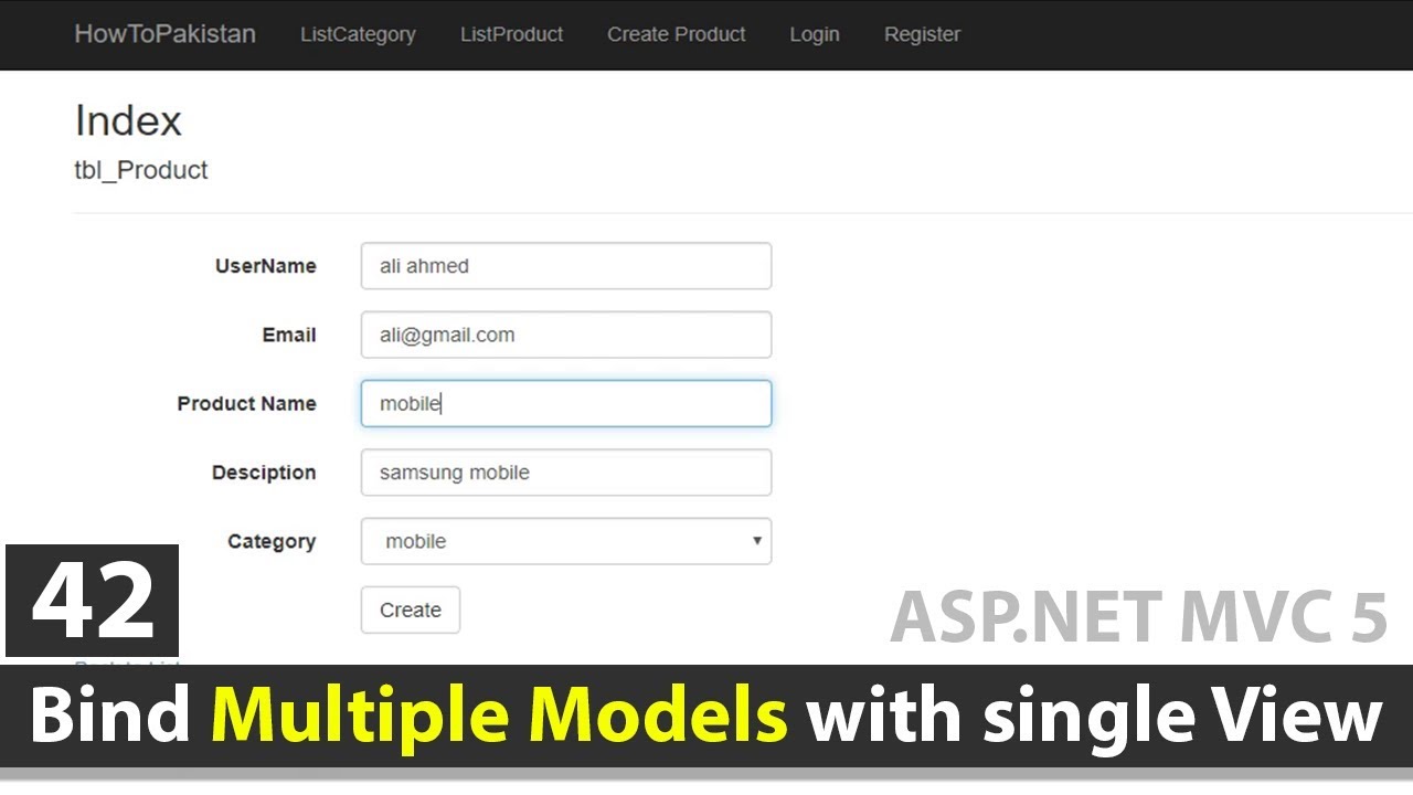 How to bind multiple models with single view in asp.net mvc - asp.net mvc tutorial - Class 42