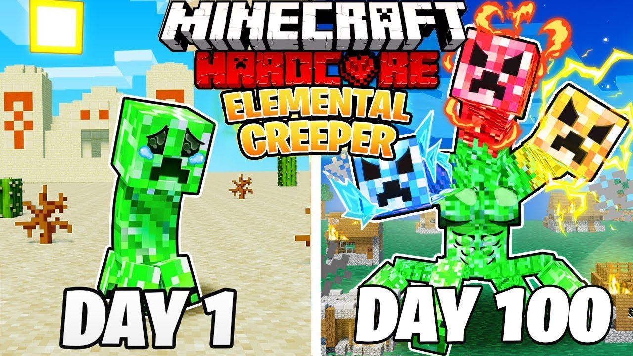 I Survived 100 DAYS as an ELEMENTAL CREEPER in Minecraft Hardcore World... (Hindi) || NoobZilla