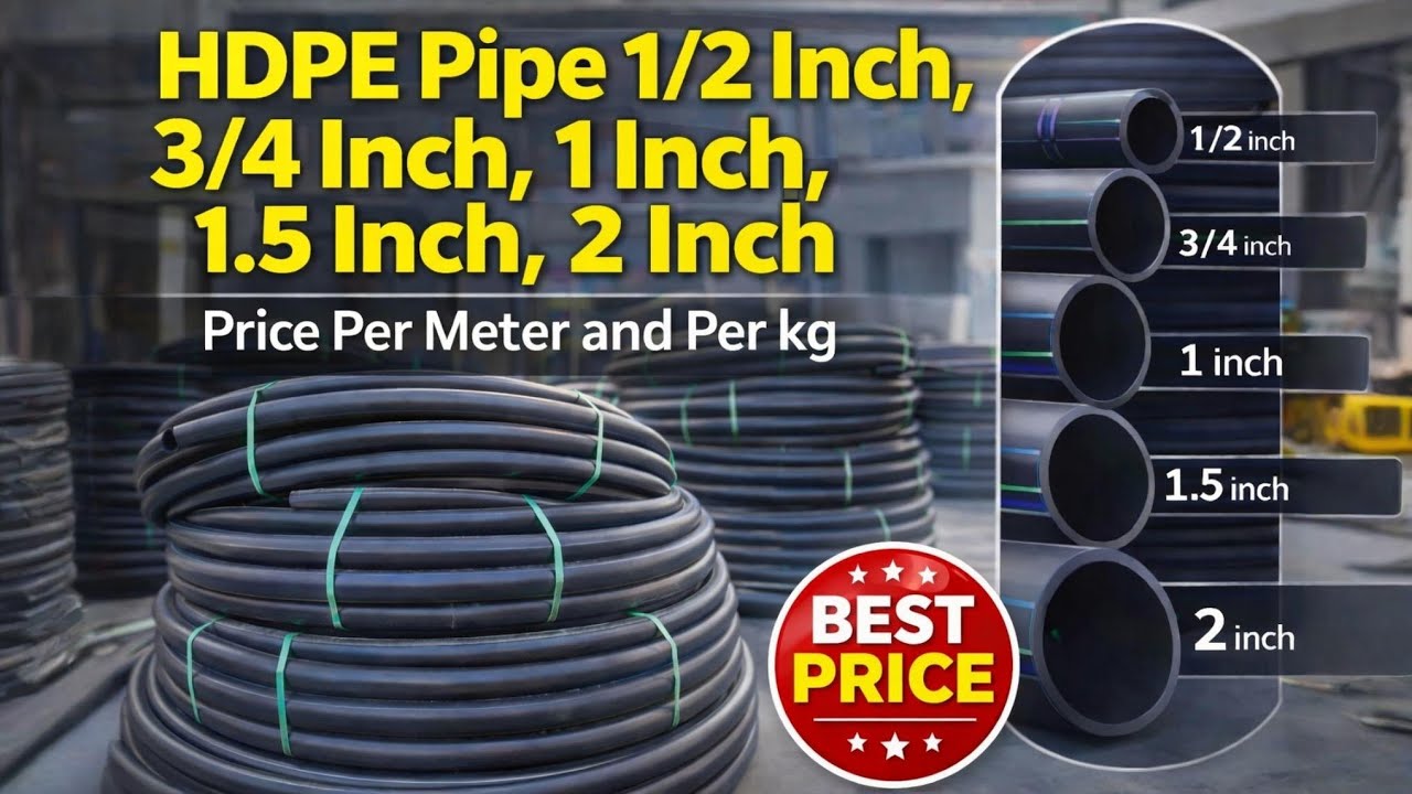 Hdpe Pipe Price per meter 1/2 inch , 3/4 inch , 1 inch , 1.5 inch , 2 inch || hdpe pipe price per kg