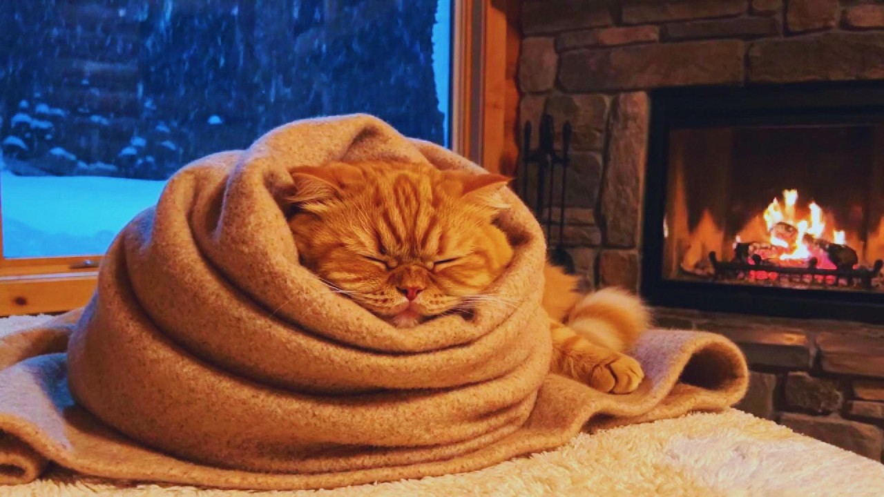 🐱 Doctors Hate How Effective This Orange Cat Fireplace Video Is for Sleep 🔥 Relax Instantly