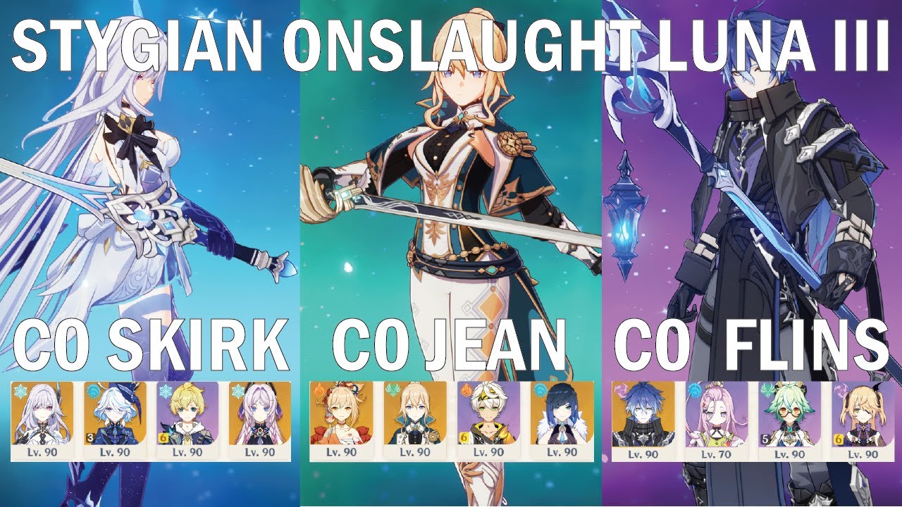 [Stygian Onslaught Luna III] C0 Skirk + C3 Furina, C0 Jean + C0 Yoimiya, C0R1 Flins | Lv. 5 Fearless