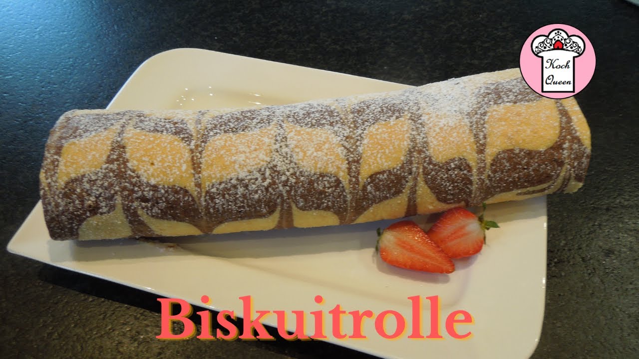 Erdbeer-Biskuitrolle mit raffiniertem Muster :-)