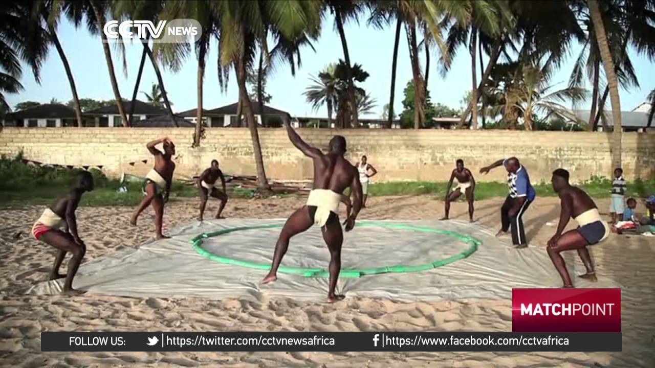 Senegalese traditional wrestlers taking up Sumo wrestling