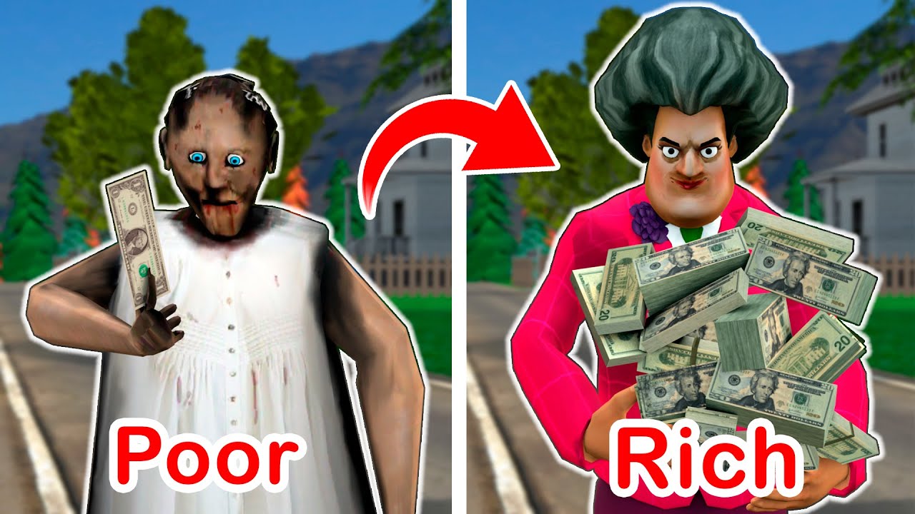 Granny vs Rich Scary Teacher vs 10.000$ - funny horror animation parody (p.203 ep.2)