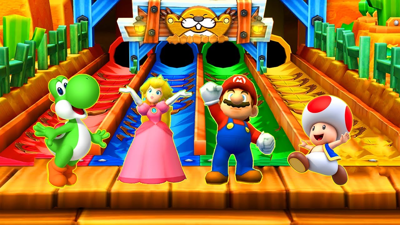 Mario Party Star Rush Minigames - Mario vs Yoshi vs Toad vs Peach