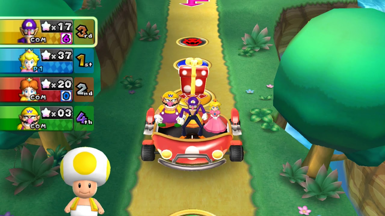 Mario Party 9 - Toad Road - Peach Vs Daisy Vs Wario Vs Waluigi (CPU Difficulty Very Hard)