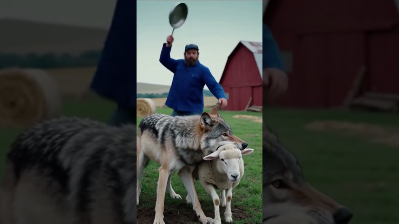 A man saved sheep from a wolf #rescueanimal