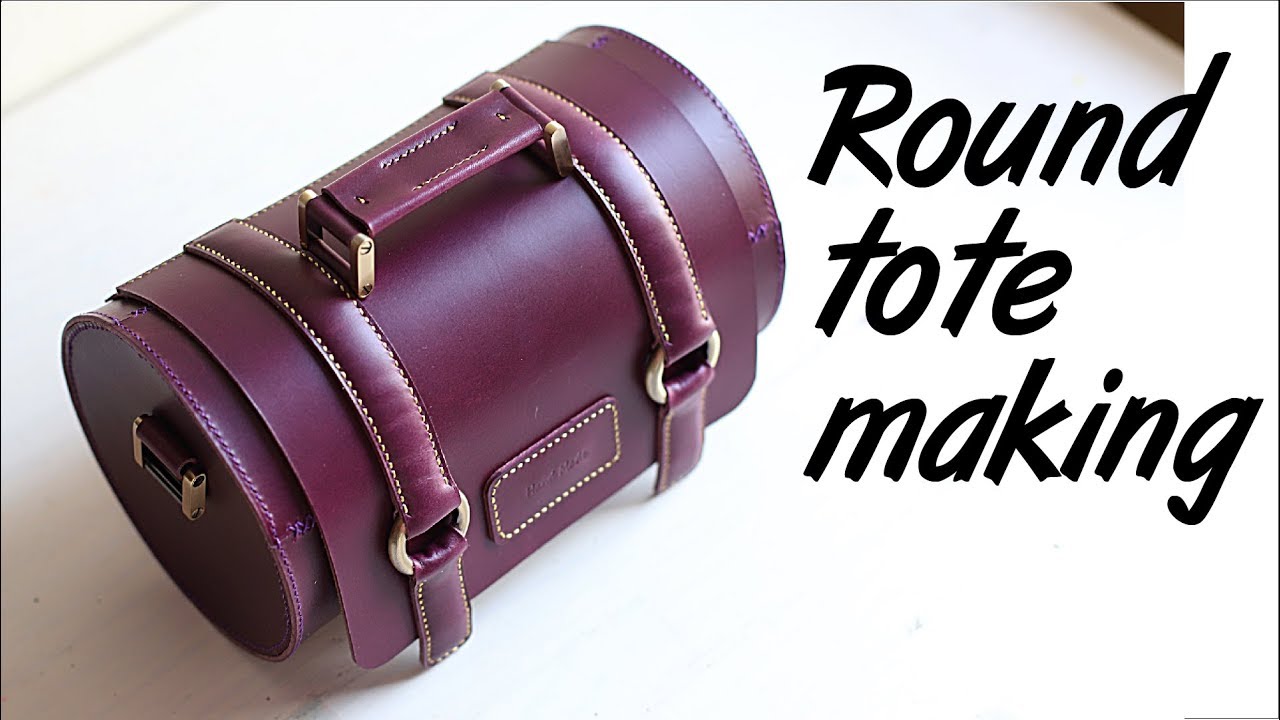 [tutorial] Round tote bag making / Diy bag / Leather craft