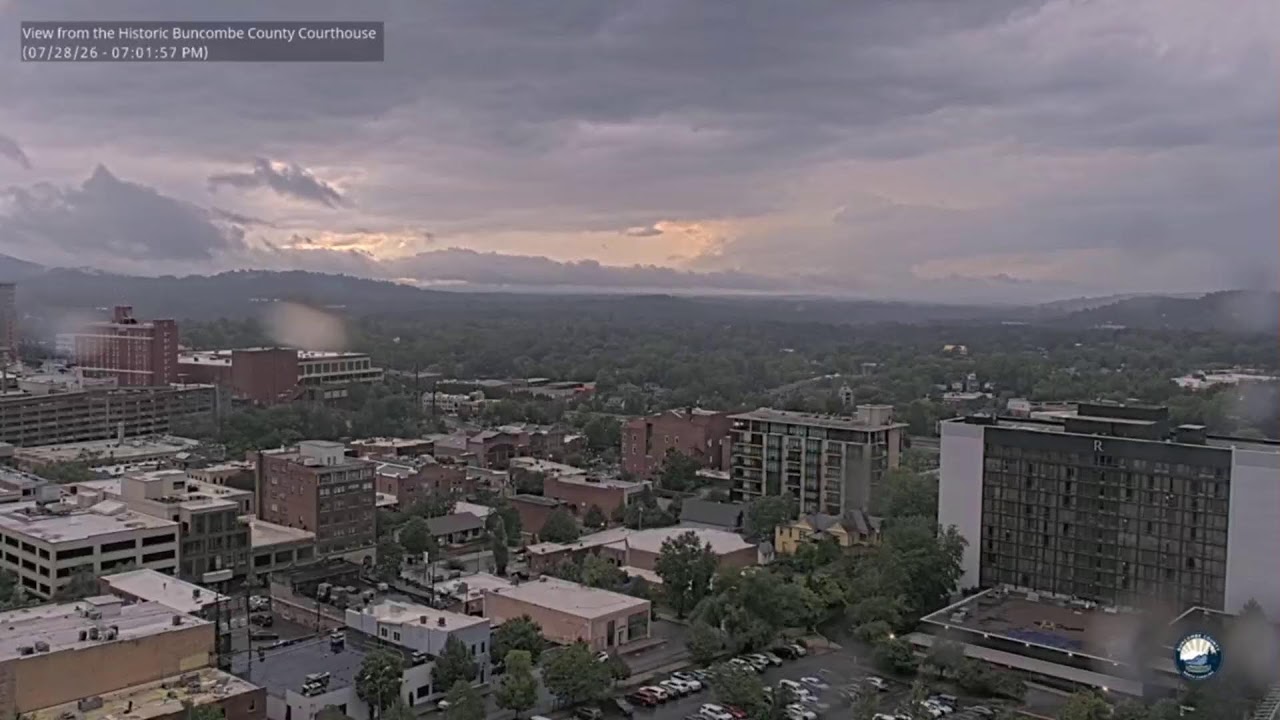 Rain in Asheville amid tornado warning