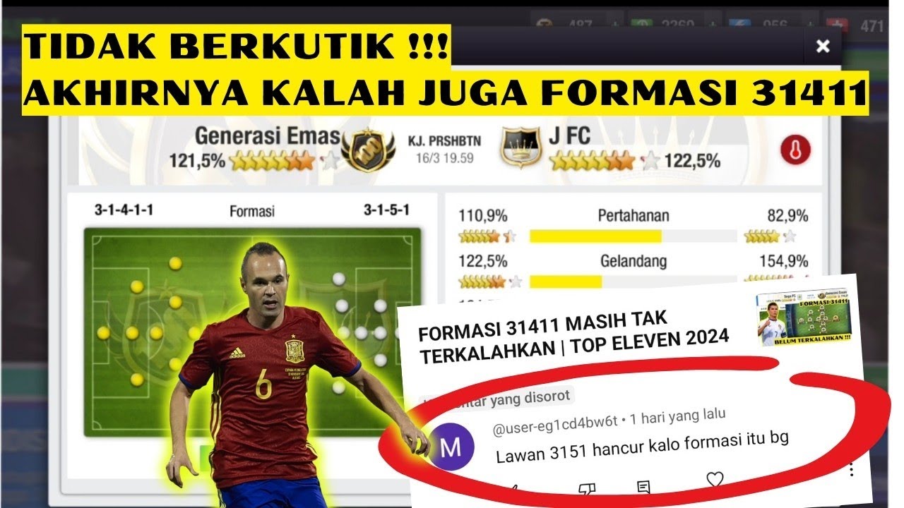 KALAH JUGA NIH FORMASI ANDALAN 31411 | TOP ELEVEN 2024