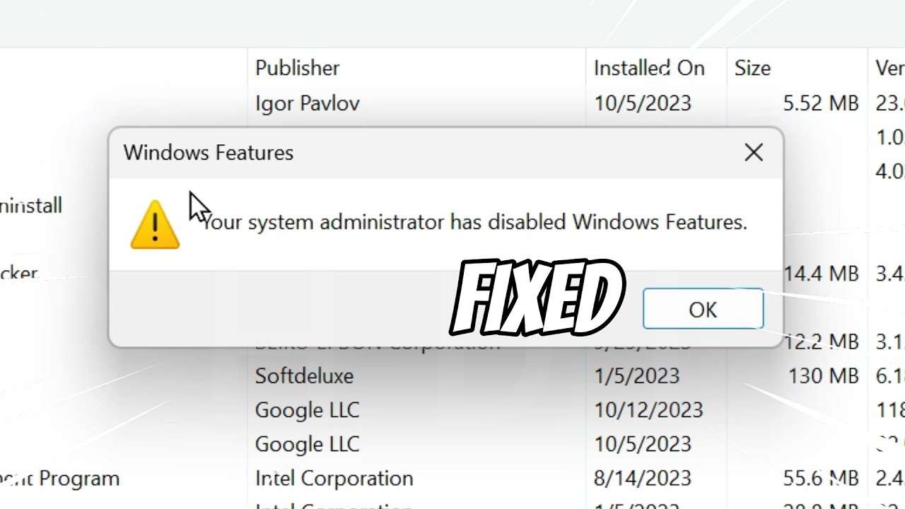 Your System Administrator has Disabled Windows Features (FIXED)