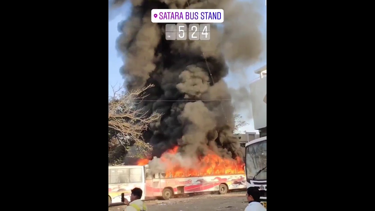 ST caught fire on satara bus stand