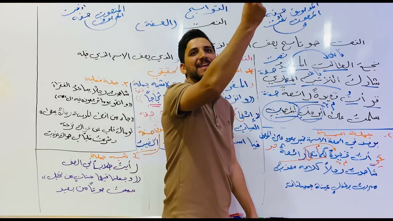 التوابع/ شرح موضوع النعت (الصفة) للصف الخامس العلمي الجزء الاول للأستاذ حسين عدنان الموالي