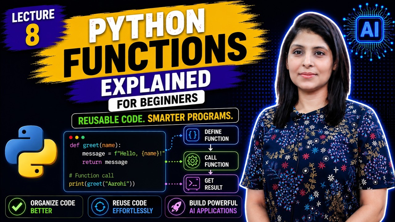L-8 Learn Functions in Python | Python for AI & Data Science