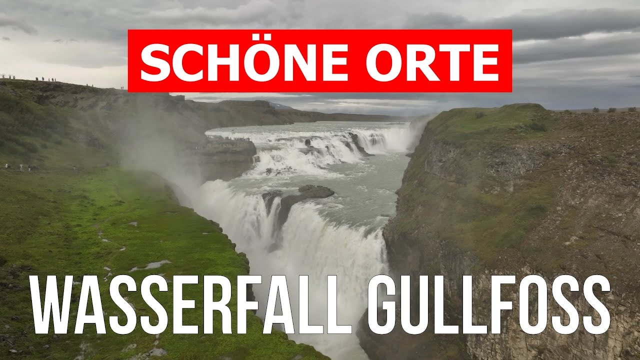 Gullfoss-Wasserfall in 4k. Island, Gullfoss Wasserfall Orte zu besuchen