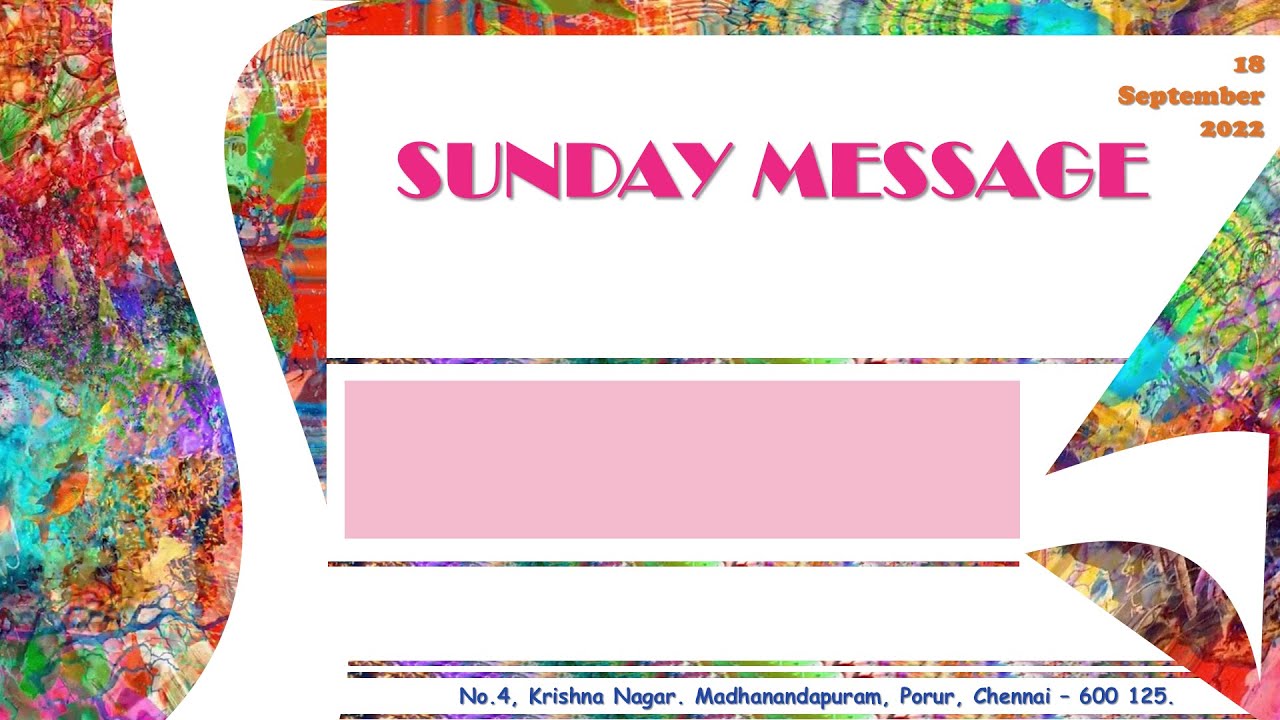 Live I Sunday Message I 18 September 2022