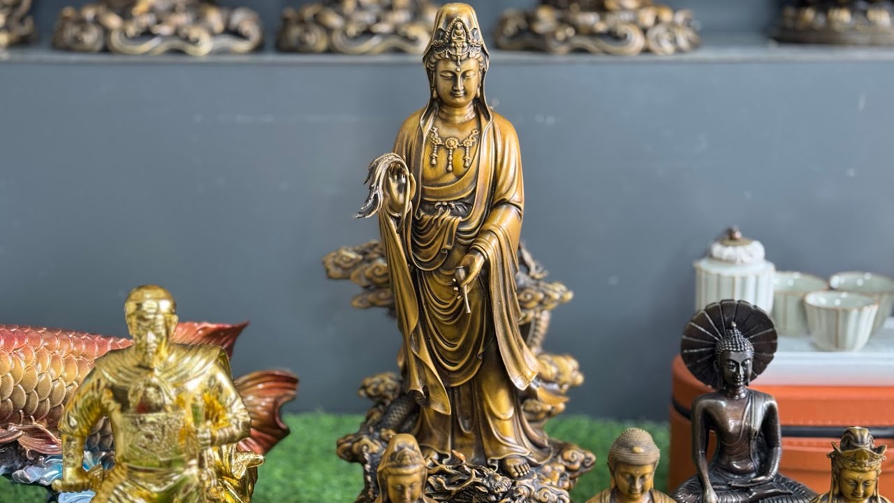 Tượng Phật Bằng Đồng Kiểu Thái, Quán Âm Bồ Tát Ngự Long, Tỳ Hưu Phong Thuỷ Chiêu Tài