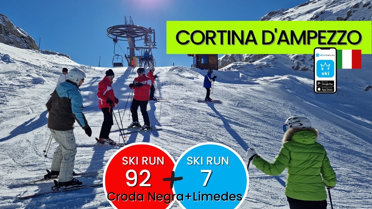 Cortina ďAmpezzo / ski run 92+7 Croda Negra + Limedes, from top to bottom